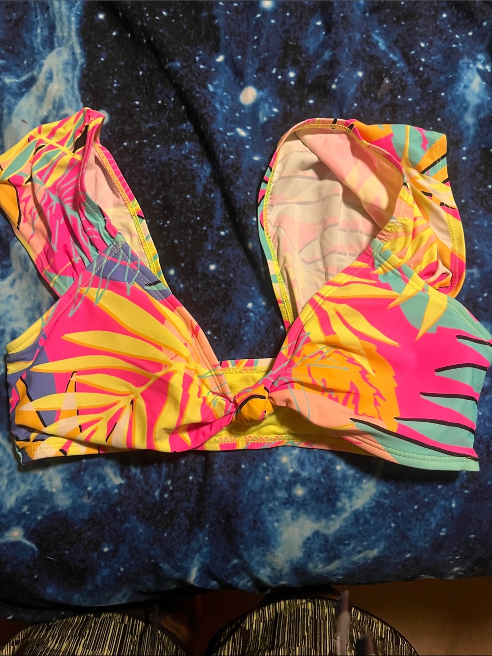 Woman’s Tropical Pink & Yellow Swim Top